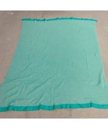 Vintage Satin Trim Blanket Green Acrylic 70&quot; X 80&quot; JC Penney Brand Waffl... - €22,09 EUR