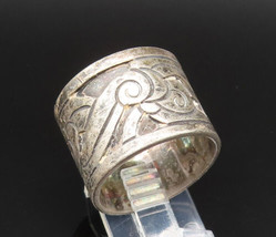 TAXCO MEXICO 925 Silver - Vintage Engraved Floral Cigar Ring Sz 10 - RG25673 - £66.23 GBP