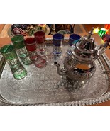 Moroccan silver  Tea set, Moroccan teapot, Moroccan tea glasses, Morocca... - $5,317.44 MXN