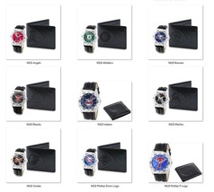 MLB Men&#39;s Black Watch and Leather Wallet Set by Game Time -Select- Team Below - £24.12 GBP+