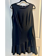 Tommy Hilfiger Dress Black Ruffle-Hem Sheath, Size 12/14, Pre-Owned - $27.23 CAD