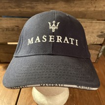 Maserati Trident Logo Hat Cap Navy Blue Embroidered Strapback Adjustable - £11.08 GBP