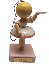 Vintage Blonde Ballerina Christmas Ornament  WOOD 3 3/4&quot; Personalized Carin - £8.62 GBP