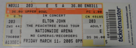 ELTON JOHN 2005 Ticket Stub Colombus Ohio Peachtree Road Tour Near Mint ... - £10.18 GBP