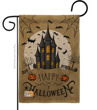 Halloween Castle Burlap - Impressions Decorative Garden Flag G135126-DB - £18.31 GBP
