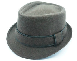 Unisex Grey Wool Poly FD-125  Diamond Crown Stingy Fedora Hat - £14.88 GBP