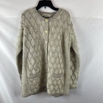 Aran Crafts Sweater Womens XS Ivory Cable Knit Merino Wool Irish Jacket - £37.33 GBP