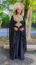 Black Festive Dress Fancy Party Georgette Dubai Farasha Moroccan Abaya  Wedding - £44.84 GBP