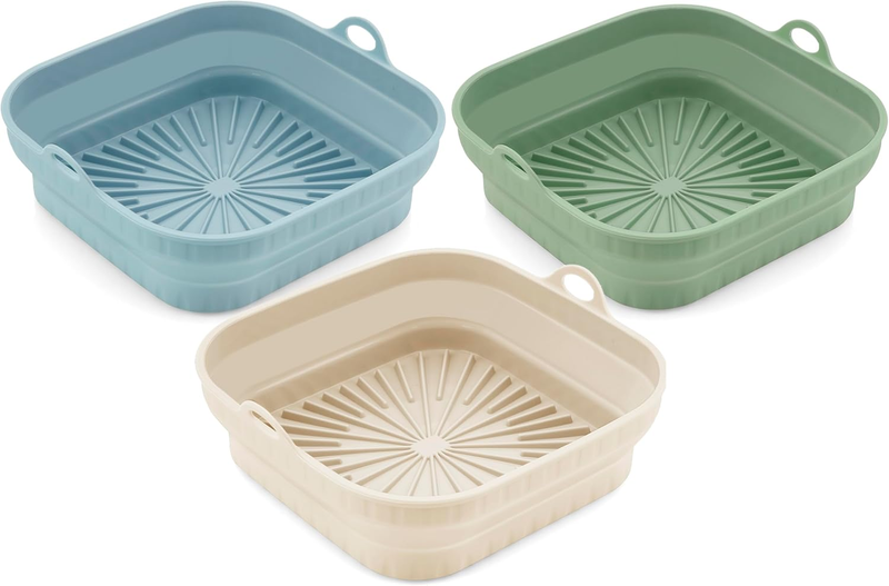 3 Pack Silicone Air Fryer Liners Reusable– Emptycolor 8 Inch Square Silicone Lin Item image 10