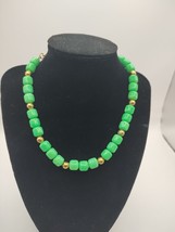 Green And Gold Beaded Women's Necklace - £3.99 GBP