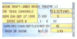 Fin Jeune Cannibals Concert Ticket Stub Septembre 17 1989 Jones Plage Ne... - £26.12 GBP