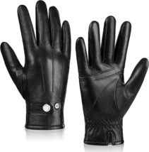 Leather Gloves for Men Winter Genuine Sheepskin, Gloves for Men (Size:L) - $24.18