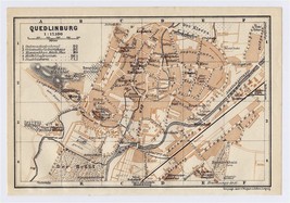 1925 Original Vintage City Map Of Quedlinburg / Harz Mountains / Germany - £13.39 GBP
