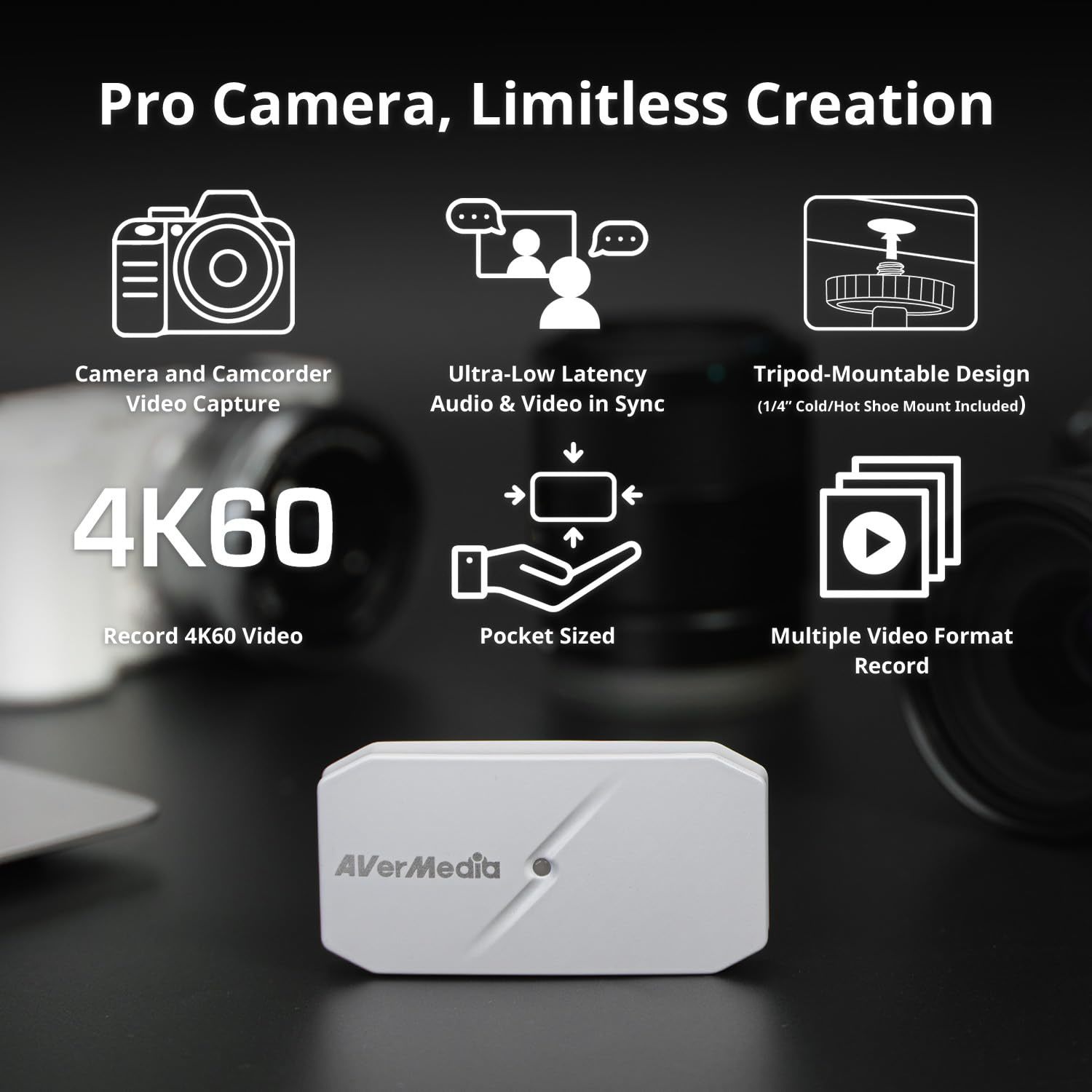 AVerMedia 4K60 HDMI Capture Card for DSLR, Camcorder, Action Camera, Low Latency Item image 4