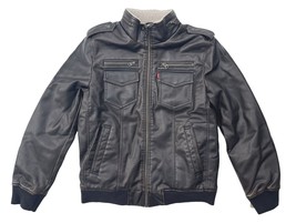 Levis Mens Dark Brown Faux Leather Shearling Sherpa Lined Aviator Bomber... - $78.00