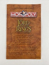 Monopoly THE LORD OF THE RINGS Trilogy Ed. - RULES / INSTRUCTIONS Replac... - £2.70 GBP