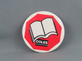 Vintage Advertising Pin - Coles Canada&#39;s Book Stop - Celluloid Pin  - £11.78 GBP