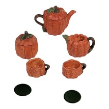 Pumpkin Miniature Tea Set Teacup Creamer Dollhouse Halloween Decor 1:12 READ - $24.30