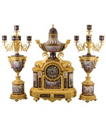 Garniture Mantel Clock Candelabra Metal Bronze Porcelain Antique France ... - £4,381.21 GBP