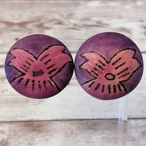 Vintage Clip On Earrings Pink &amp; Purple Circle Large 1.5&quot; - £11.24 GBP