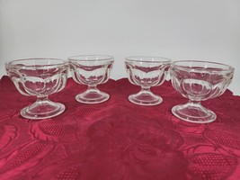 4 Federal Glass Small Clear 4 oz Glass Colonial Panel Pedestal Dishes Vi... - $13.53
