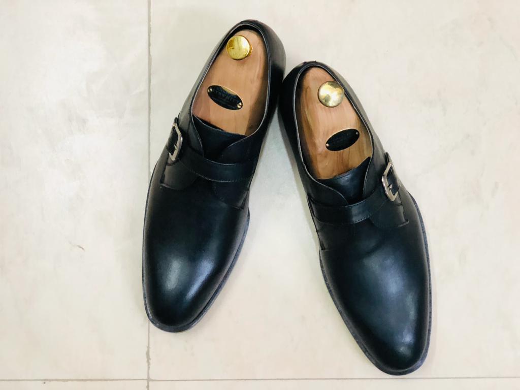 Handmade Men's Black Monk Strap Leather Formal Shoes, Men Designer ...
