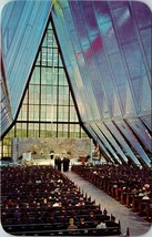 Interior View Of Protestant Chapel US Air Force Academy Colorado Postcard - £3.94 GBP