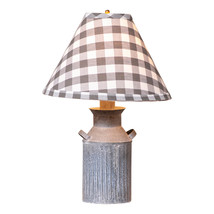 Irvins Country Tinware Milk Jug Lamp with Gray Check Shade - £81.87 GBP