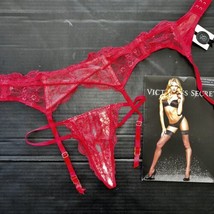 Victoria&#39;s Secret Designer Collection XS/S Garter Belt+S Thong+Stocking Red Lace - £71.05 GBP