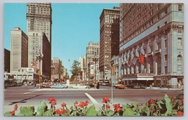 Detroit Washington Boulevard Looking North From Michigan Avenue 1964 Postcard - £9.20 GBP