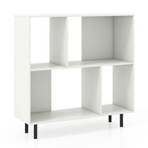 Open Shelf Bookcase with 4 Compartments-White - Color: White - $2,402.39 MXN