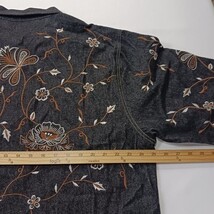 New Direction RN#94153 Women’s XL Black Embroidered Floral Denim Jacket Chest 50 image 4