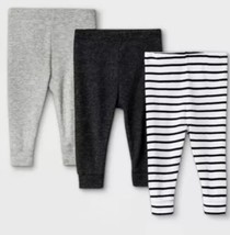 New Baby 3pk Pull-on Pants Cloud Island Black/Gray 12 Months - £8.43 GBP