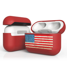 For AirPods Pro Snap-On Red  Plastic Hard Cover Case American US Flag - £15.73 GBP