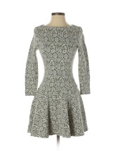 Catherine Malandrino Gray &amp; White Floral Long Sleeve Drop Waist Dress - Xs - £77.67 GBP