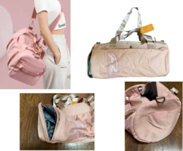 New Women&#39;s Workout Duffel Bag Gym Sport Dance Sack Shoe Compartment Ash Pink - £19.70 GBP