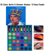 Bella Forever King 30 Color Matte Shimmer Shadow 8 Face Eye Neon Powder Set - $29.91 CAD