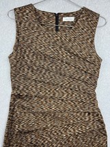 Calvin Klein Sheath Dress Women Size M Brown Sleeveless Knit Stretchy Career - £21.07 GBP