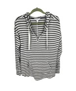 Market &amp; Spruce Hooded Pullover Top V-Neck Striped Sz. M - $14.85