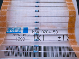 25Pcs MBA 0204-50 1K1 1% Beyschlag Metal Film Axial Resistor 1.1kOhm 0.4W - $4.95