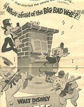 Walt Disney Three Little Pigs Vintage ad original 1pg 8x10 clipping maga... - £3.84 GBP