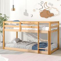 Twin over Twin Floor Bunk Bed,Natural - £270.53 GBP