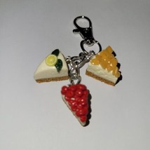 Cheesecake Sampler Keychain Accessory Clip On Dessert Fruit - $9.50