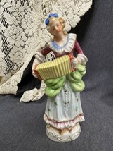 Vintage Porcelain Made In Occupied Japan Colonial 9” Figurine Playing Accordion - £7.40 GBP