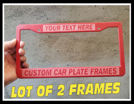 Lot Of 2 Red On Red Plastic Engraved Custom Personalized License Plate Frame - £15.79 GBP