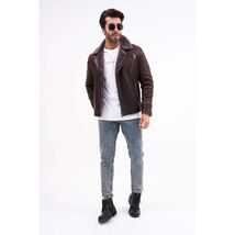 Vinci The Cortina Brown Shearling Leather Men Jacket image 2