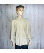 Eddie Bauer Men&#39;s Large Shirt Cream Yellow Black Stripe L/S Cotton Butto... - $38.52 CAD