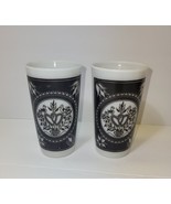 2 Hazel Atlas Love Bird Hearts Dove MILK GLASS Country Folk Art Tumblers - $35.91 CAD
