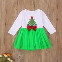 NEW Christmas Tree Girls Long Sleeve Green Tutu Dress - £4.34 GBP