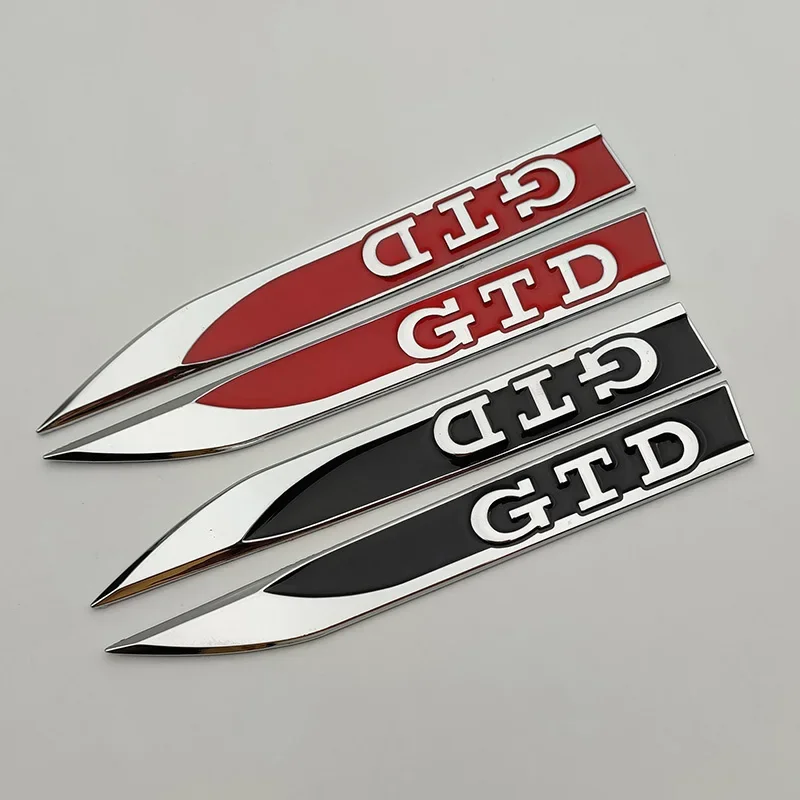3d Chrome Metal Red Black Logo GTD Emblem Car Fender Badge Door Side Dec... - $17.27